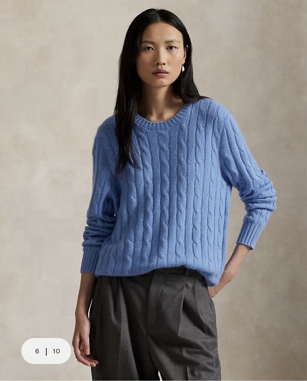 Polo Ralph Lauren Cable Knit 100% Cashmere Sweater in New Litchfield Blue XS